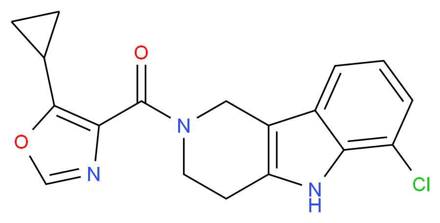 6-chloro-2-[(5-cyclopropyl-1,3-oxazol-4-yl)carbonyl]-2,3,4,5-tetrahydro-1H-pyrido[4,3-b]indole_分子结构_CAS_)