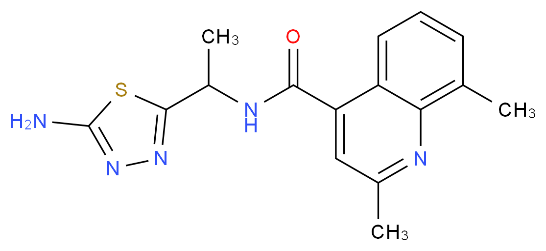 N-[1-(5-amino-1,3,4-thiadiazol-2-yl)ethyl]-2,8-dimethyl-4-quinolinecarboxamide_分子结构_CAS_)