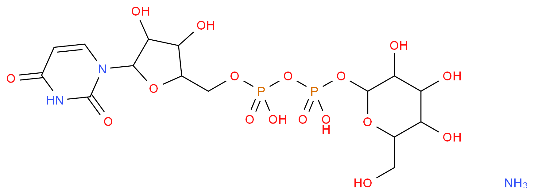 {[5-(2,4-dioxo-1,2,3,4-tetrahydropyrimidin-1-yl)-3,4-dihydroxyoxolan-2-yl]methoxy}({[hydroxy({[3,4,5-trihydroxy-6-(hydroxymethyl)oxan-2-yl]oxy})phosphoryl]oxy})phosphinic acid amine_分子结构_CAS_152585-42-7