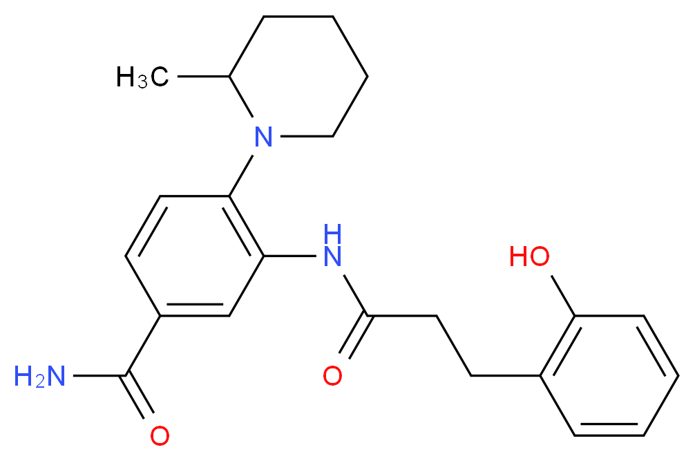 3-{[3-(2-hydroxyphenyl)propanoyl]amino}-4-(2-methylpiperidin-1-yl)benzamide_分子结构_CAS_)