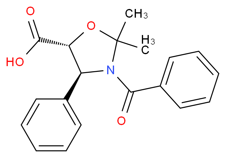 (4S,5R)-3-benzoyl-2,2-dimethyl-4-phenyl-1,3-oxazolidine-5-carboxylic acid_分子结构_CAS_153652-70-1