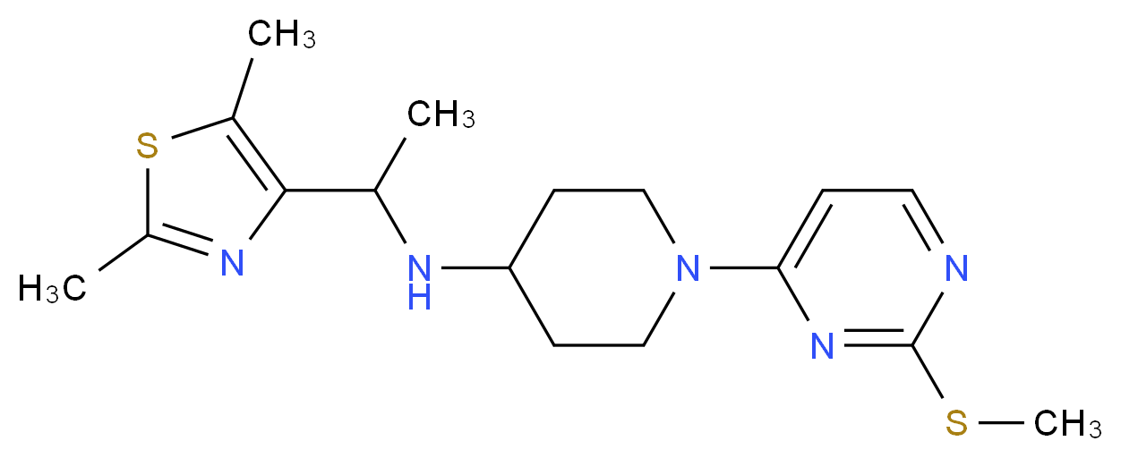 N-[1-(2,5-dimethyl-1,3-thiazol-4-yl)ethyl]-1-[2-(methylthio)pyrimidin-4-yl]piperidin-4-amine_分子结构_CAS_)