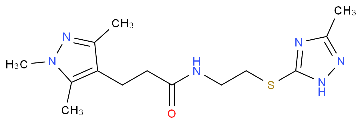 N-{2-[(3-methyl-1H-1,2,4-triazol-5-yl)thio]ethyl}-3-(1,3,5-trimethyl-1H-pyrazol-4-yl)propanamide_分子结构_CAS_)
