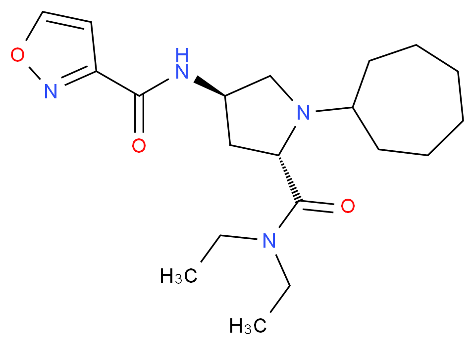 (4R)-1-cycloheptyl-N,N-diethyl-4-[(isoxazol-3-ylcarbonyl)amino]-L-prolinamide_分子结构_CAS_)