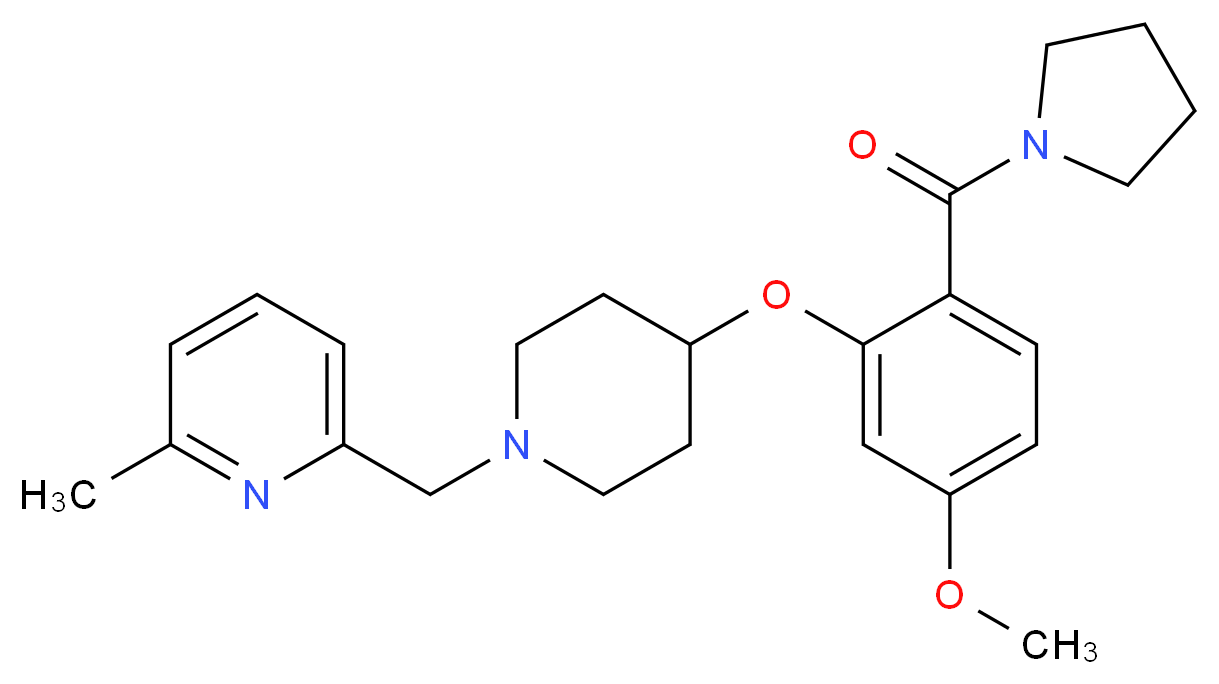 2-({4-[5-methoxy-2-(1-pyrrolidinylcarbonyl)phenoxy]-1-piperidinyl}methyl)-6-methylpyridine_分子结构_CAS_)