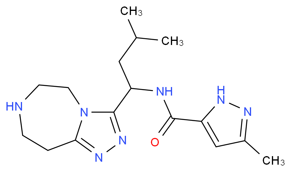 3-methyl-N-[3-methyl-1-(6,7,8,9-tetrahydro-5H-[1,2,4]triazolo[4,3-d][1,4]diazepin-3-yl)butyl]-1H-pyrazole-5-carboxamide_分子结构_CAS_)