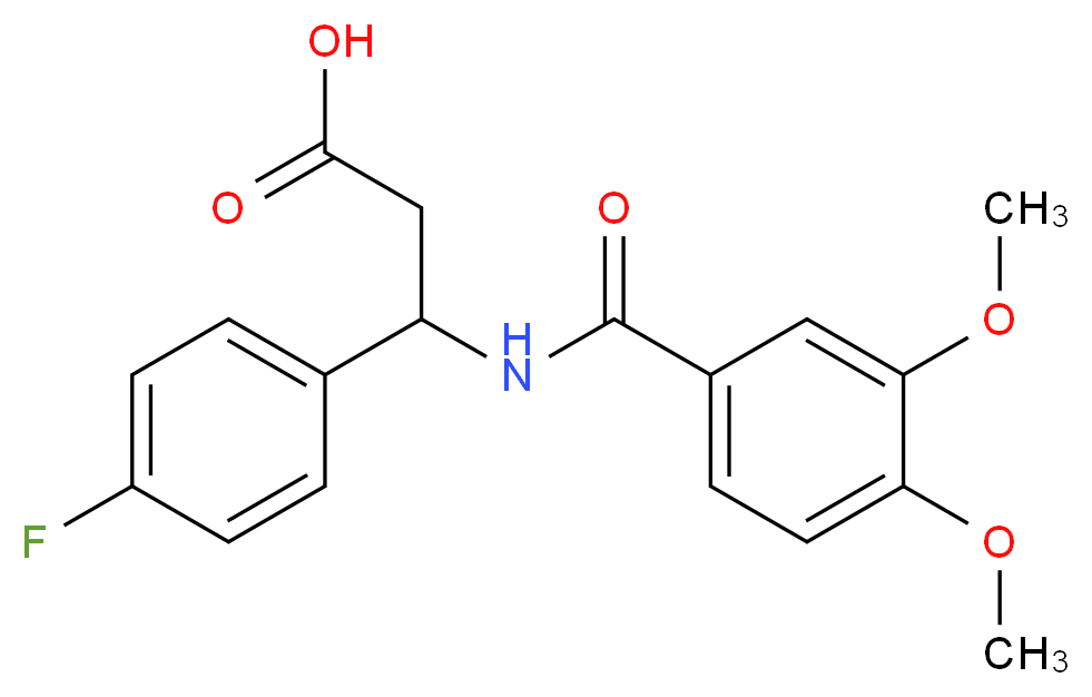 3-[(3,4-dimethoxyphenyl)formamido]-3-(4-fluorophenyl)propanoic acid_分子结构_CAS_332052-63-8