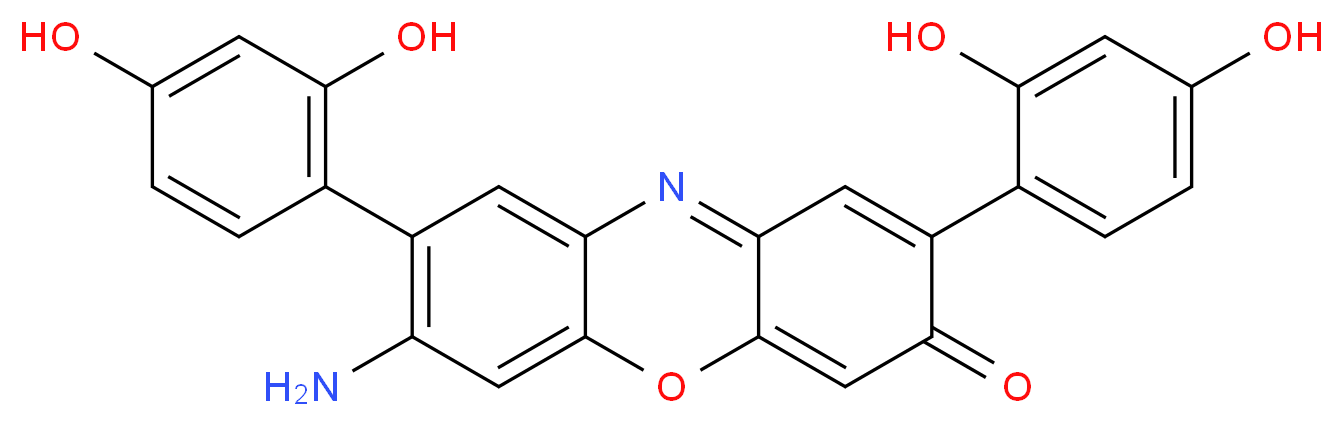 7-amino-2,8-bis(2,4-dihydroxyphenyl)-3H-phenoxazin-3-one_分子结构_CAS_33869-21-5