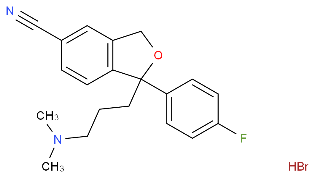 1-[3-(dimethylamino)propyl]-1-(4-fluorophenyl)-1,3-dihydro-2-benzofuran-5-carbonitrile hydrobromide_分子结构_CAS_59729-32-7