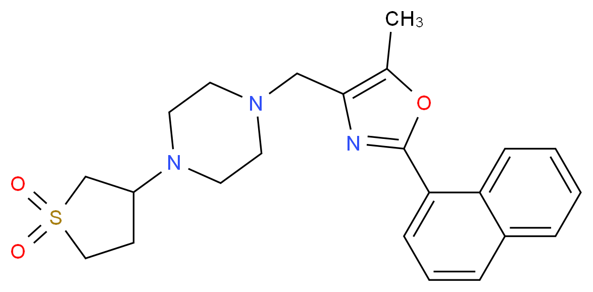 1-(1,1-dioxidotetrahydro-3-thienyl)-4-{[5-methyl-2-(1-naphthyl)-1,3-oxazol-4-yl]methyl}piperazine_分子结构_CAS_)