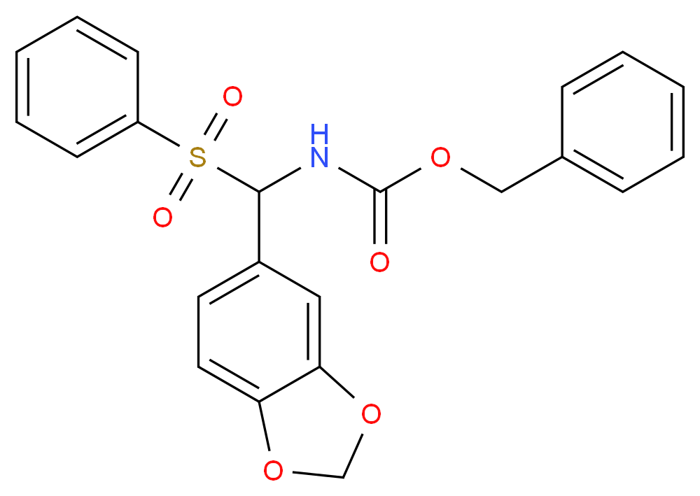 Benzyl N-[1,3-benzodioxol-5-yl(phenylsulfonyl)-methyl]carbamate_分子结构_CAS_)