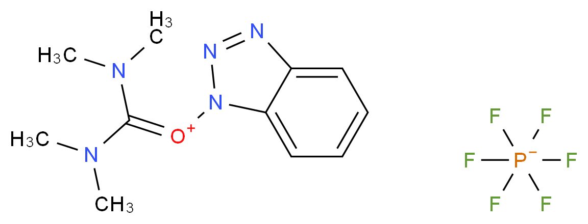 1H-1,2,3-benzotriazol-1-yl[bis(dimethylamino)methylidene]oxidanium; hexafluoro-λ<sup>5</sup>-phosphanuide_分子结构_CAS_94790-37-1