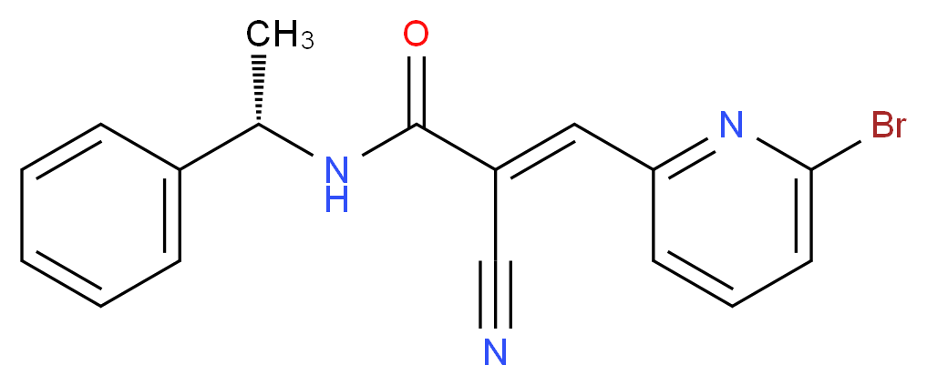 (2E)-3-(6-bromopyridin-2-yl)-2-cyano-N-[(1S)-1-phenylethyl]prop-2-enamide_分子结构_CAS_857064-38-1