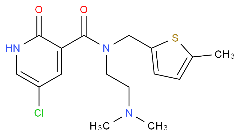 5-chloro-N-[2-(dimethylamino)ethyl]-N-[(5-methyl-2-thienyl)methyl]-2-oxo-1,2-dihydropyridine-3-carboxamide_分子结构_CAS_)