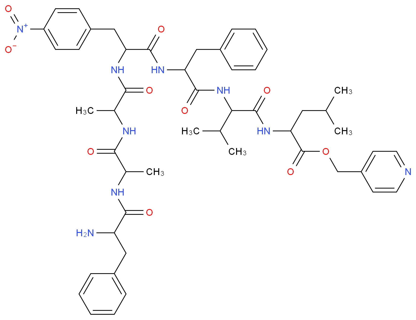 pyridin-4-ylmethyl 2-{2-[2-(2-{2-[2-(2-amino-3-phenylpropanamido)propanamido]propanamido}-3-(4-nitrophenyl)propanamido)-3-phenylpropanamido]-3-methylbutanamido}-4-methylpentanoate_分子结构_CAS_115389-04-3