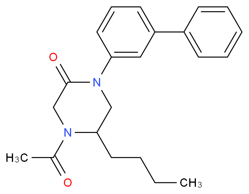 4-acetyl-1-(3-biphenylyl)-5-butyl-2-piperazinone_分子结构_CAS_)
