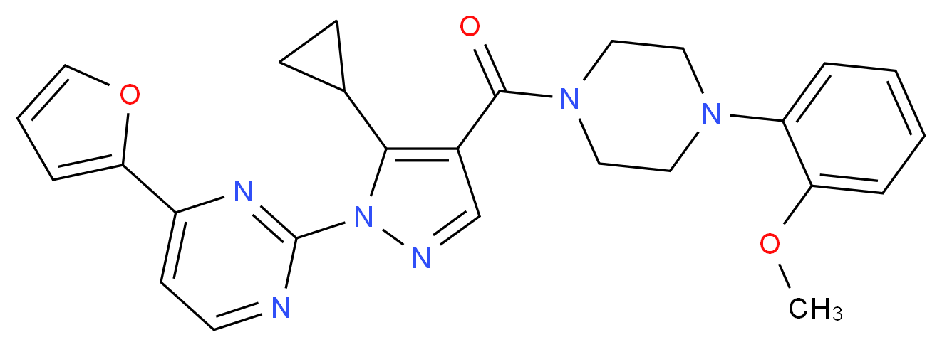 2-(5-cyclopropyl-4-{[4-(2-methoxyphenyl)-1-piperazinyl]carbonyl}-1H-pyrazol-1-yl)-4-(2-furyl)pyrimidine_分子结构_CAS_)