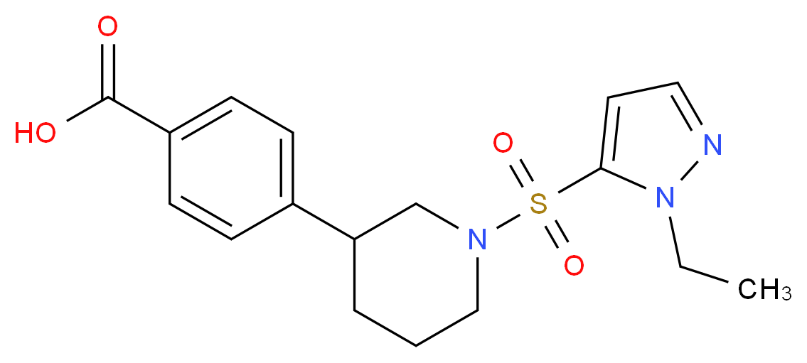 4-{1-[(1-ethyl-1H-pyrazol-5-yl)sulfonyl]piperidin-3-yl}benzoic acid_分子结构_CAS_)