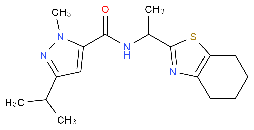 3-isopropyl-1-methyl-N-[1-(4,5,6,7-tetrahydro-1,3-benzothiazol-2-yl)ethyl]-1H-pyrazole-5-carboxamide_分子结构_CAS_)