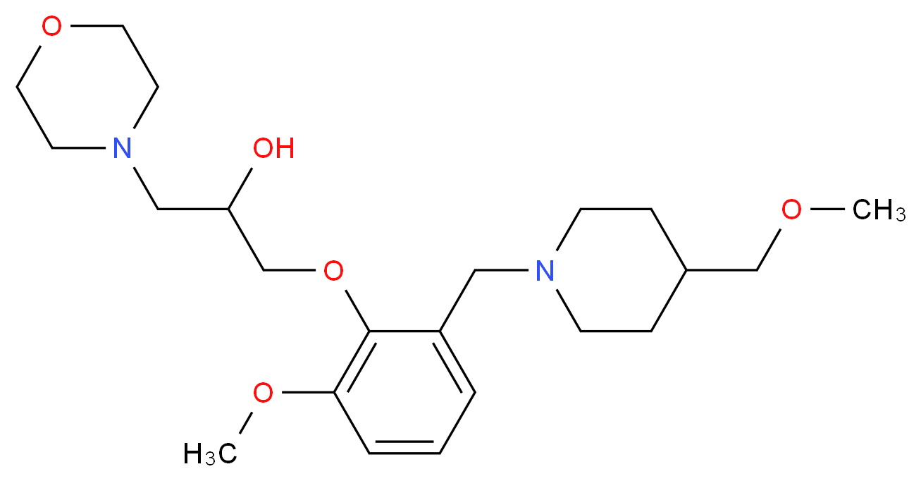 1-(2-methoxy-6-{[4-(methoxymethyl)-1-piperidinyl]methyl}phenoxy)-3-(4-morpholinyl)-2-propanol_分子结构_CAS_)