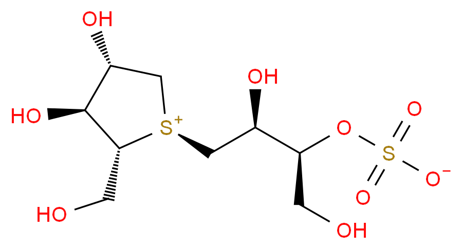 (2R,3S,4S)-1-[(2S,3S)-2,4-dihydroxy-3-(sulfonatooxy)butyl]-3,4-dihydroxy-2-(hydroxymethyl)thiolan-1-ium_分子结构_CAS_200399-47-9