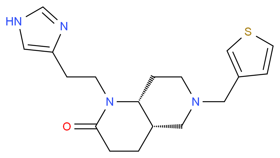 (4aS*,8aR*)-1-[2-(1H-imidazol-4-yl)ethyl]-6-(3-thienylmethyl)octahydro-1,6-naphthyridin-2(1H)-one_分子结构_CAS_)