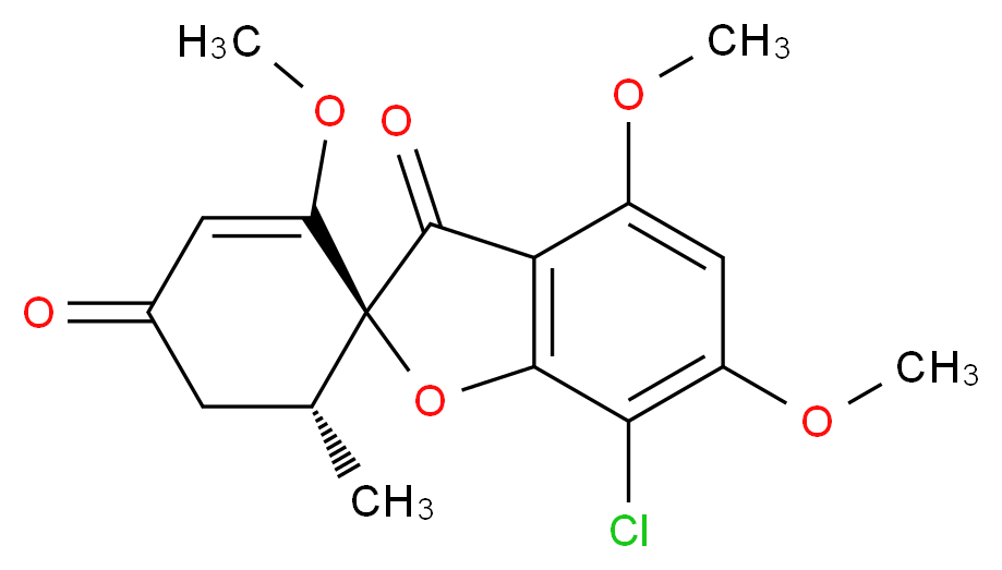 (2S,6'R)-7-chloro-2',4,6-trimethoxy-6'-methyl-3H-spiro[1-benzofuran-2,1'-cyclohexan]-2'-ene-3,4'-dione_分子结构_CAS_126-07-8