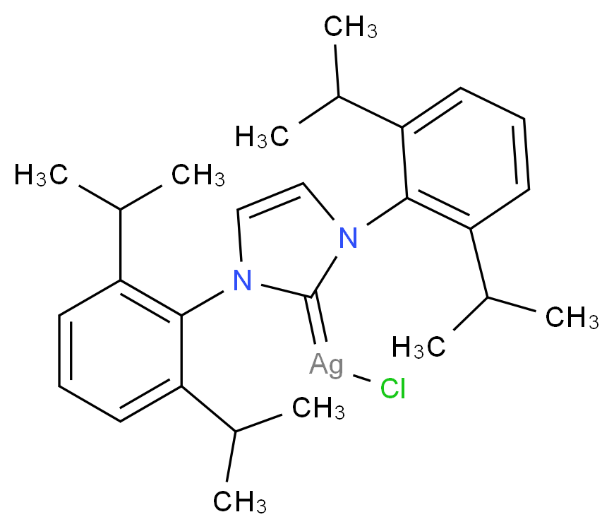 {1,3-bis[2,6-bis(propan-2-yl)phenyl]-2,3-dihydro-1H-imidazol-2-ylidene}(chloro)silver_分子结构_CAS_873297-19-9