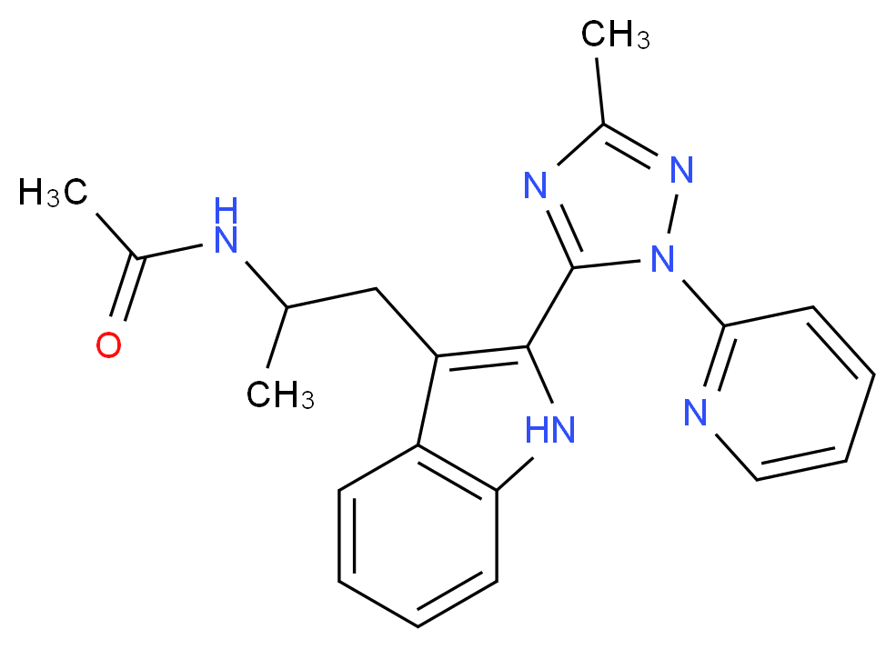 N-{1-methyl-2-[2-(3-methyl-1-pyridin-2-yl-1H-1,2,4-triazol-5-yl)-1H-indol-3-yl]ethyl}acetamide_分子结构_CAS_)