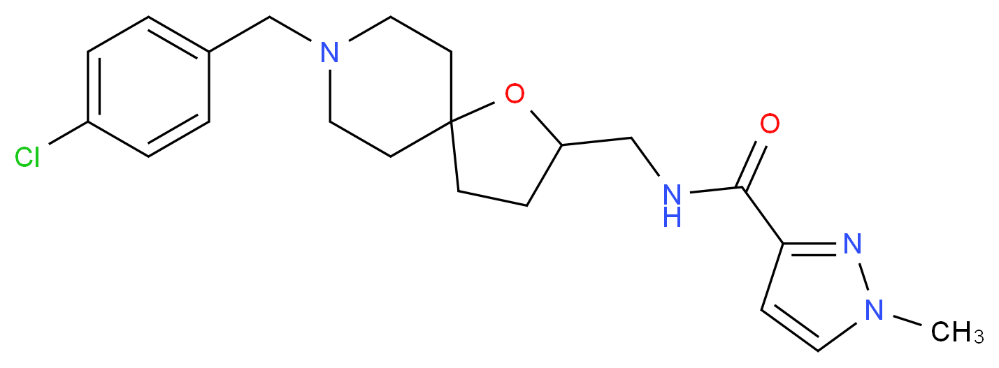 N-{[8-(4-chlorobenzyl)-1-oxa-8-azaspiro[4.5]dec-2-yl]methyl}-1-methyl-1H-pyrazole-3-carboxamide_分子结构_CAS_)