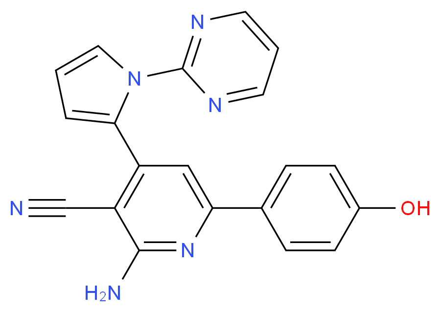2-amino-6-(4-hydroxyphenyl)-4-(1-pyrimidin-2-yl-1H-pyrrol-2-yl)nicotinonitrile_分子结构_CAS_)