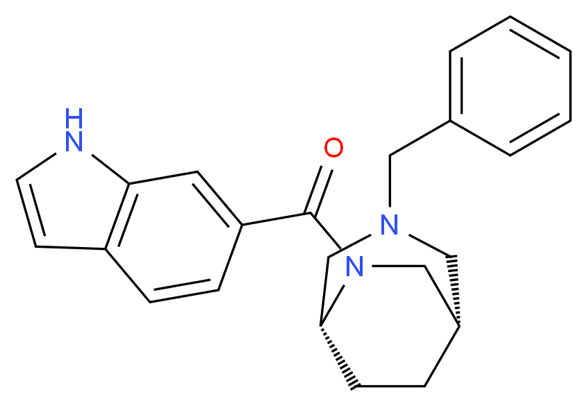 (1S*,5R*)-3-benzyl-6-(1H-indol-6-ylcarbonyl)-3,6-diazabicyclo[3.2.2]nonane_分子结构_CAS_)