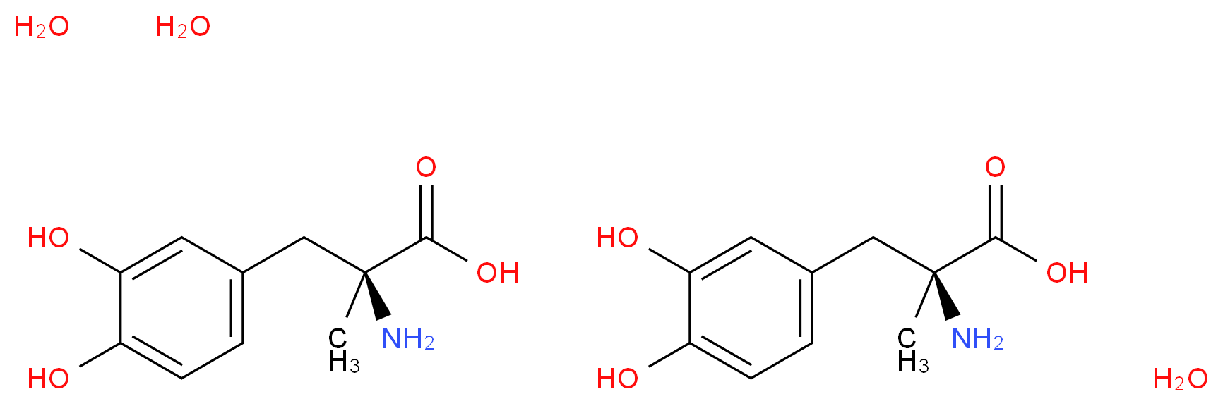 bis((2S)-2-amino-3-(3,4-dihydroxyphenyl)-2-methylpropanoic acid) trihydrate_分子结构_CAS_41372-08-1