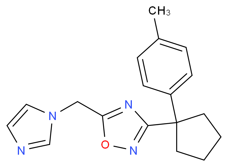 5-(1H-imidazol-1-ylmethyl)-3-[1-(4-methylphenyl)cyclopentyl]-1,2,4-oxadiazole_分子结构_CAS_)