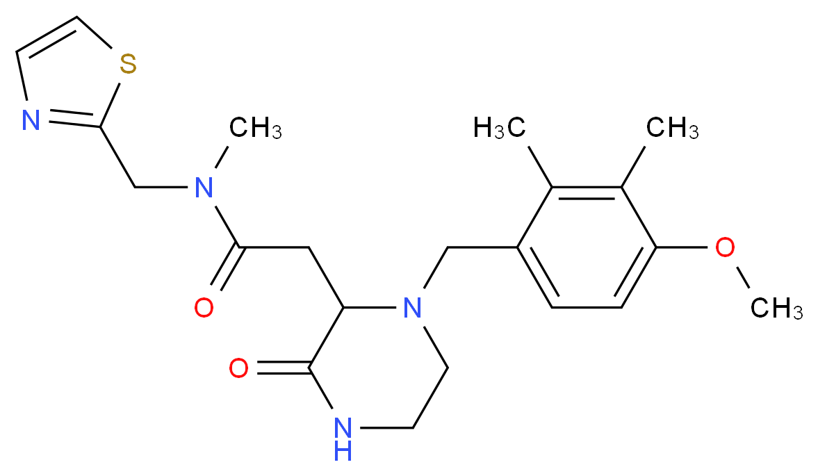 2-[1-(4-methoxy-2,3-dimethylbenzyl)-3-oxo-2-piperazinyl]-N-methyl-N-(1,3-thiazol-2-ylmethyl)acetamide_分子结构_CAS_)