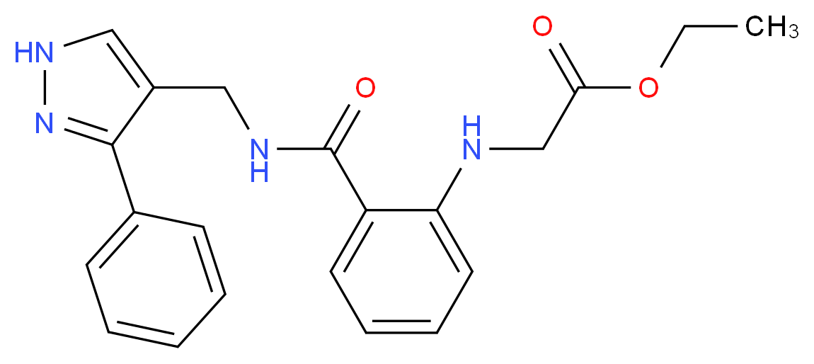 ethyl {[2-({[(3-phenyl-1H-pyrazol-4-yl)methyl]amino}carbonyl)phenyl]amino}acetate_分子结构_CAS_)