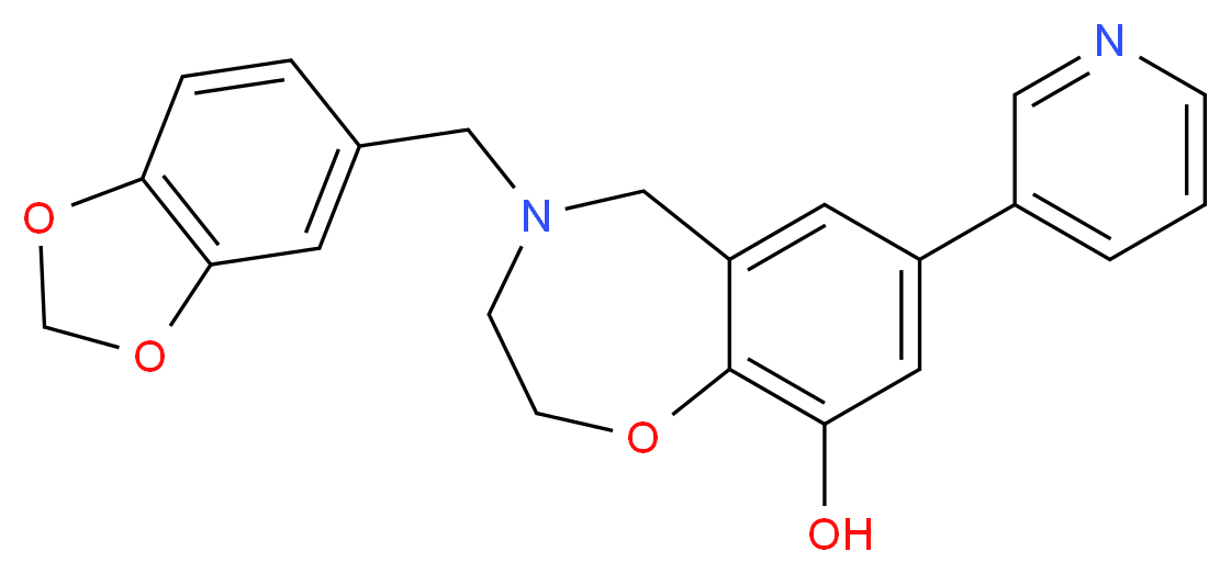 4-(1,3-benzodioxol-5-ylmethyl)-7-pyridin-3-yl-2,3,4,5-tetrahydro-1,4-benzoxazepin-9-ol_分子结构_CAS_)
