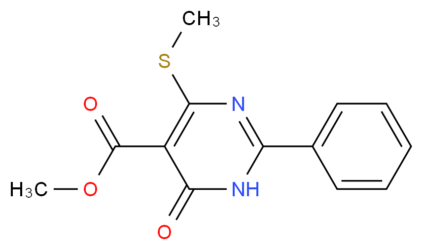 methyl 4-(methylsulfanyl)-6-oxo-2-phenyl-1,6-dihydropyrimidine-5-carboxylate_分子结构_CAS_87693-90-1