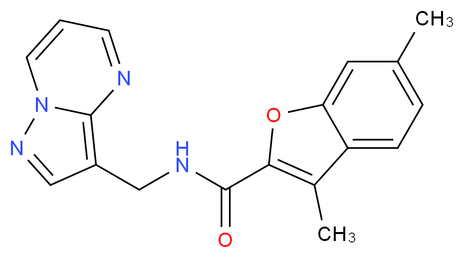 3,6-dimethyl-N-(pyrazolo[1,5-a]pyrimidin-3-ylmethyl)-1-benzofuran-2-carboxamide_分子结构_CAS_)