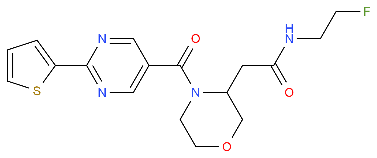 N-(2-fluoroethyl)-2-(4-{[2-(2-thienyl)-5-pyrimidinyl]carbonyl}-3-morpholinyl)acetamide_分子结构_CAS_)