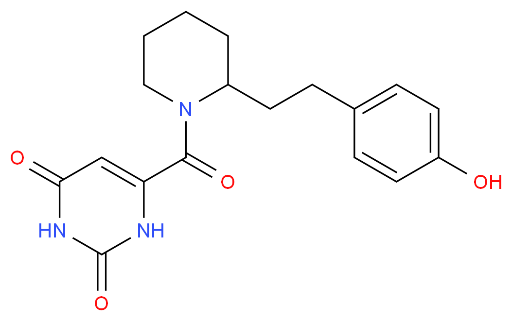 6-({2-[2-(4-hydroxyphenyl)ethyl]piperidin-1-yl}carbonyl)pyrimidine-2,4(1H,3H)-dione_分子结构_CAS_)