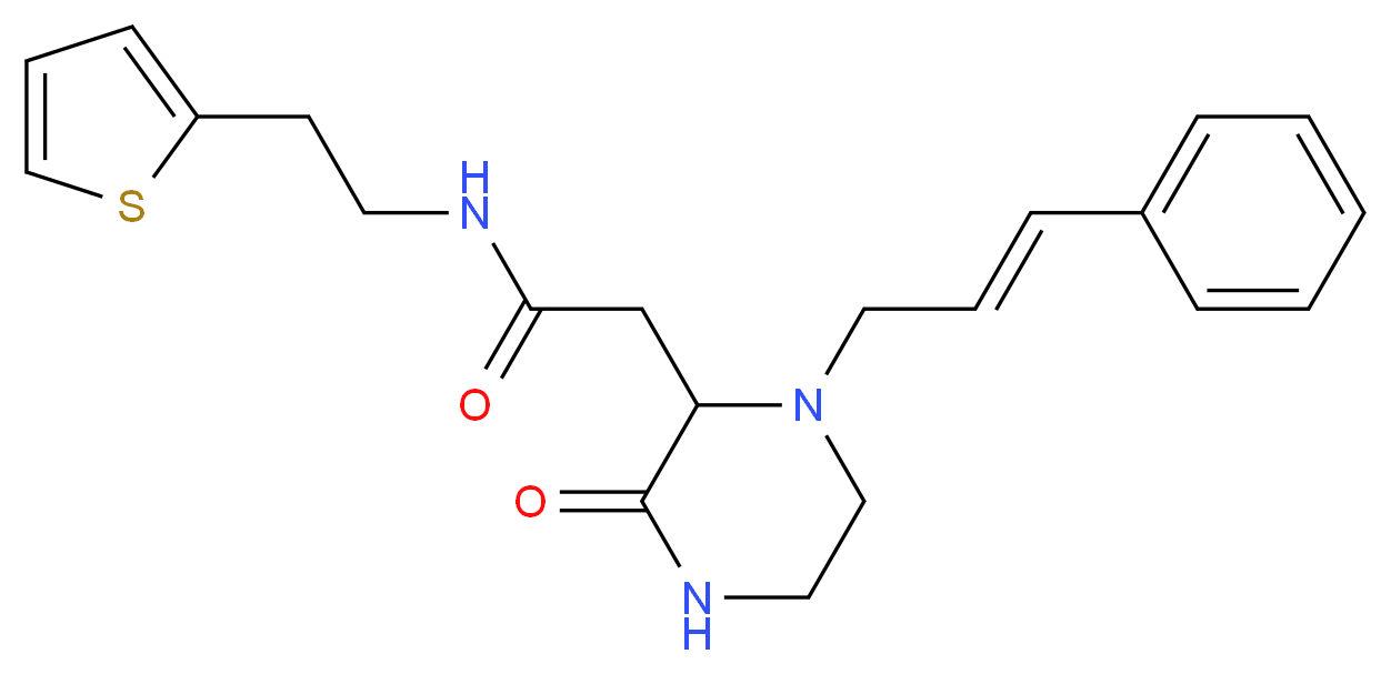 2-{3-oxo-1-[(2E)-3-phenyl-2-propen-1-yl]-2-piperazinyl}-N-[2-(2-thienyl)ethyl]acetamide_分子结构_CAS_)
