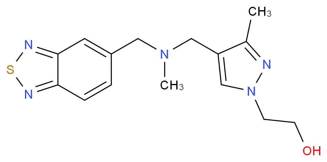2-(4-{[(2,1,3-benzothiadiazol-5-ylmethyl)(methyl)amino]methyl}-3-methyl-1H-pyrazol-1-yl)ethanol_分子结构_CAS_)