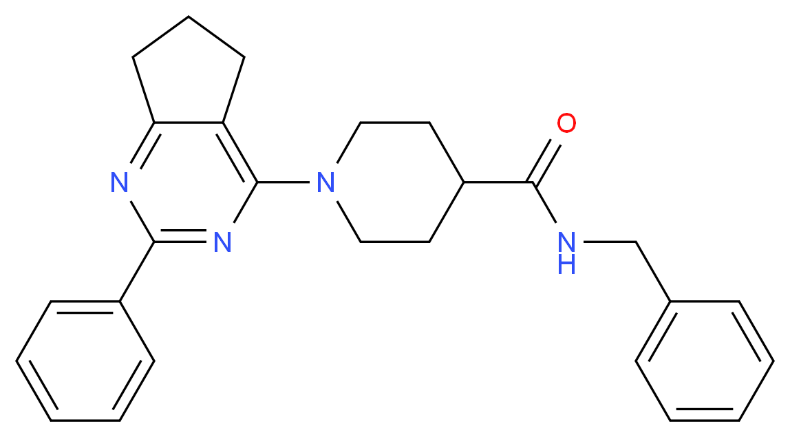 N-benzyl-1-(2-phenyl-6,7-dihydro-5H-cyclopenta[d]pyrimidin-4-yl)-4-piperidinecarboxamide_分子结构_CAS_)
