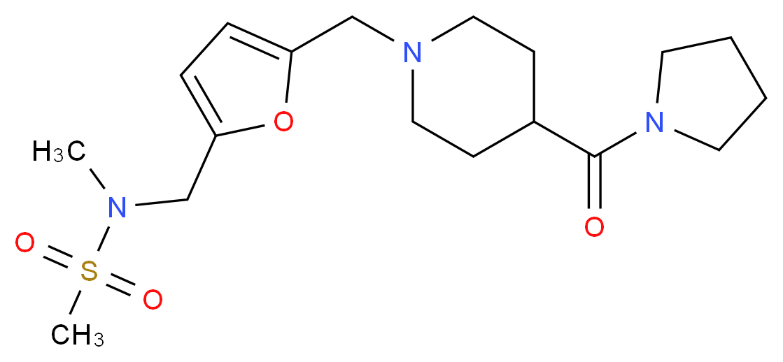 N-methyl-N-[(5-{[4-(1-pyrrolidinylcarbonyl)-1-piperidinyl]methyl}-2-furyl)methyl]methanesulfonamide_分子结构_CAS_)