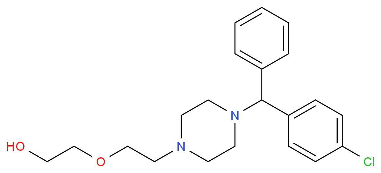 2-(2-{4-[(4-chlorophenyl)(phenyl)methyl]piperazin-1-yl}ethoxy)ethan-1-ol_分子结构_CAS_2192-20-3