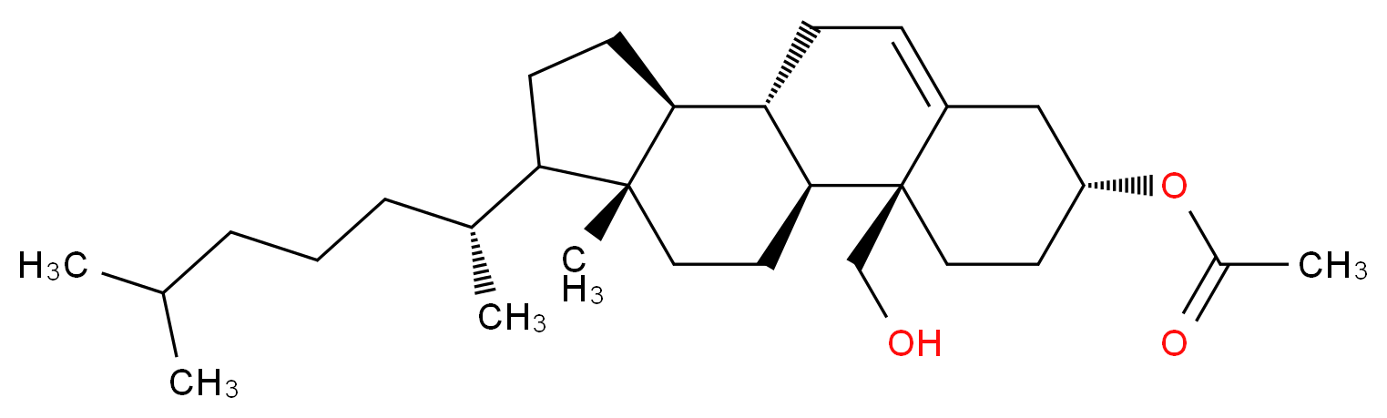 (1S,2S,5R,10S,11S,15R)-2-(hydroxymethyl)-15-methyl-14-[(2R)-6-methylheptan-2-yl]tetracyclo[8.7.0.0<sup>2</sup>,<sup>7</sup>.0<sup>1</sup><sup>1</sup>,<sup>1</sup><sup>5</sup>]heptadec-7-en-5-yl acetate_分子结构_CAS_750-59-4