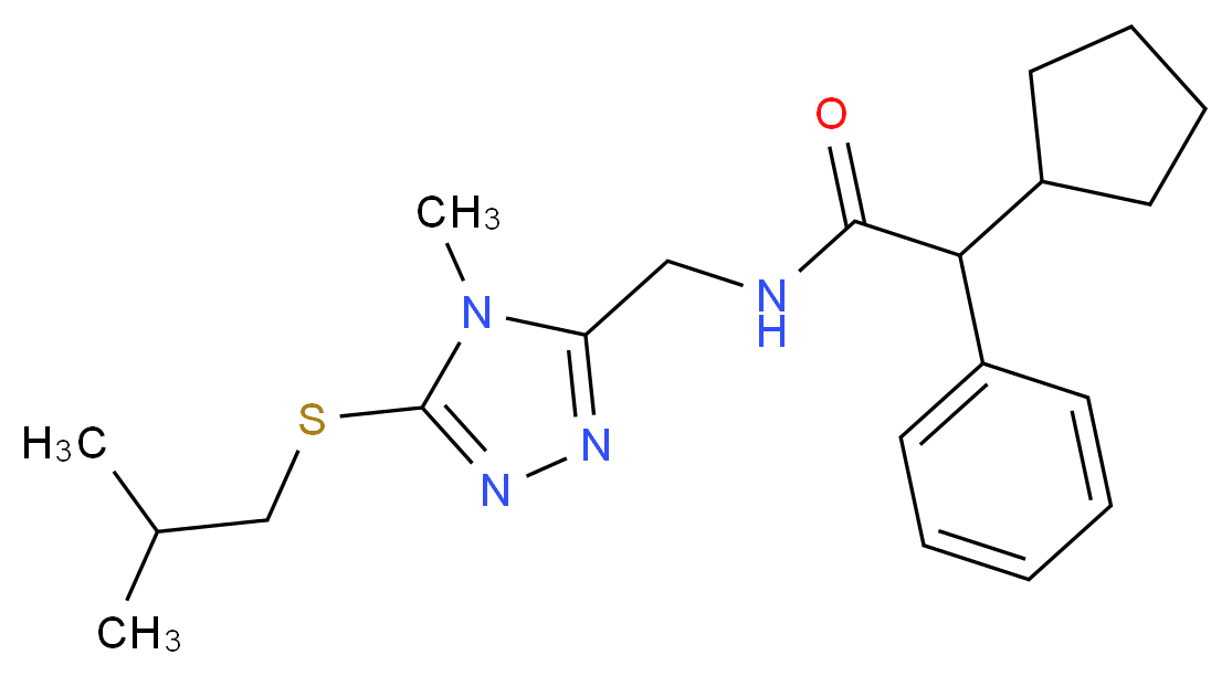 2-cyclopentyl-N-{[5-(isobutylthio)-4-methyl-4H-1,2,4-triazol-3-yl]methyl}-2-phenylacetamide_分子结构_CAS_)