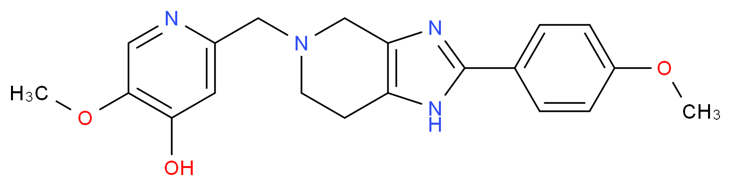 5-methoxy-2-{[2-(4-methoxyphenyl)-1,4,6,7-tetrahydro-5H-imidazo[4,5-c]pyridin-5-yl]methyl}pyridin-4-ol_分子结构_CAS_)