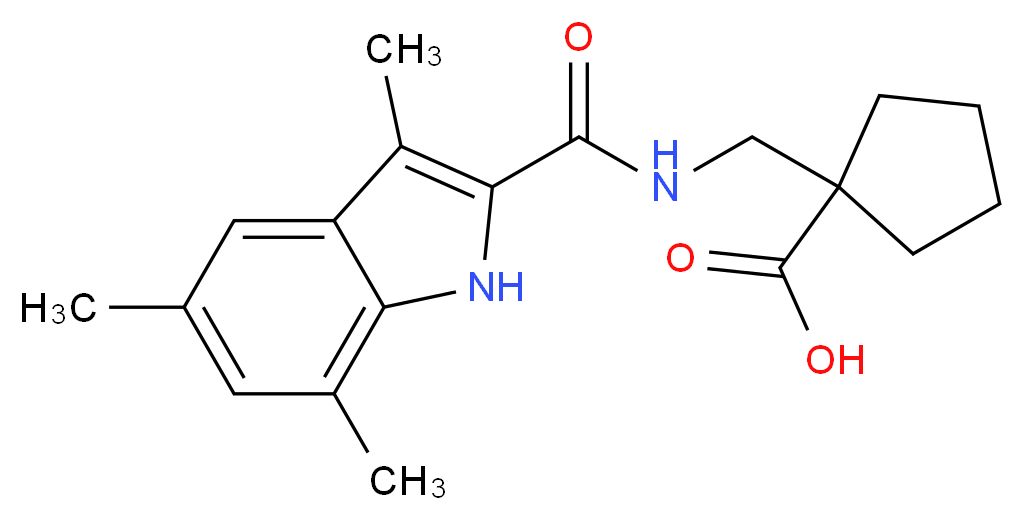 1-({[(3,5,7-trimethyl-1H-indol-2-yl)carbonyl]amino}methyl)cyclopentanecarboxylic acid_分子结构_CAS_)